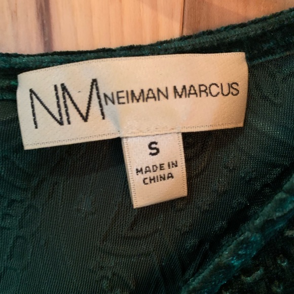 Neiman Marcus Vintage Dark Green Embossed Damask Velvet Long Sleeve Dress Size S - Picture 3 of 5